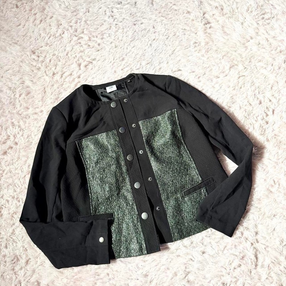 Cabi Mixed Media Metallic Old Money Grandma Core Grunge Cropped Jacket Womens L